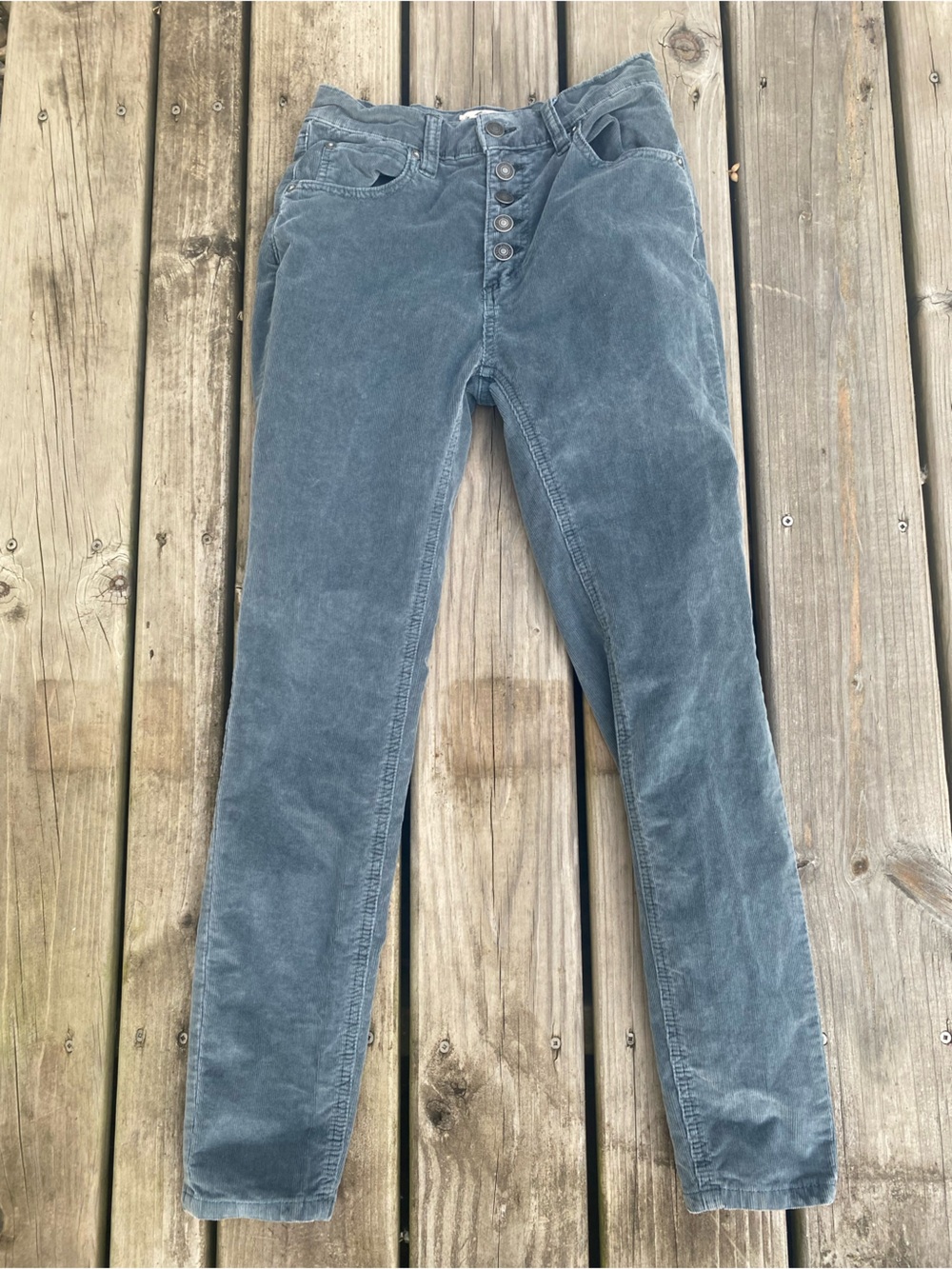 We The Free Skinny Button-Front Jeans in Faded Blue